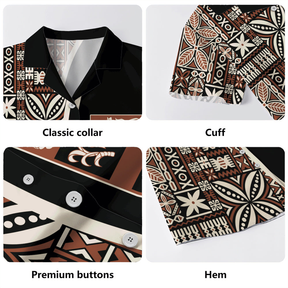 Fiji Hawaiian Shirt Coat Of Arms Traditional Fijian Tribal Heritage