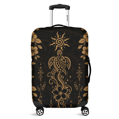 Hawaii Luggage Cover Vintage Honu Hibiscus Floral Elegance