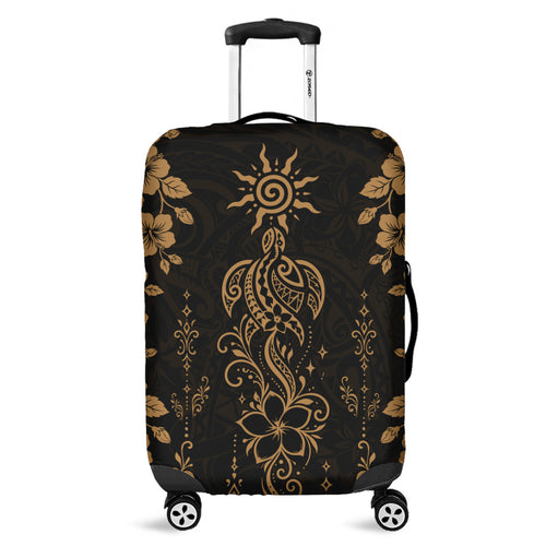 Hawaii Luggage Cover Vintage Honu Hibiscus Floral Elegance