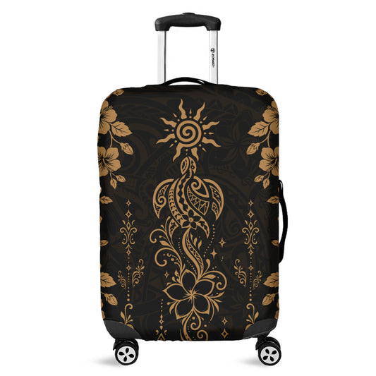 Hawaii Luggage Cover Vintage Honu Hibiscus Floral Elegance