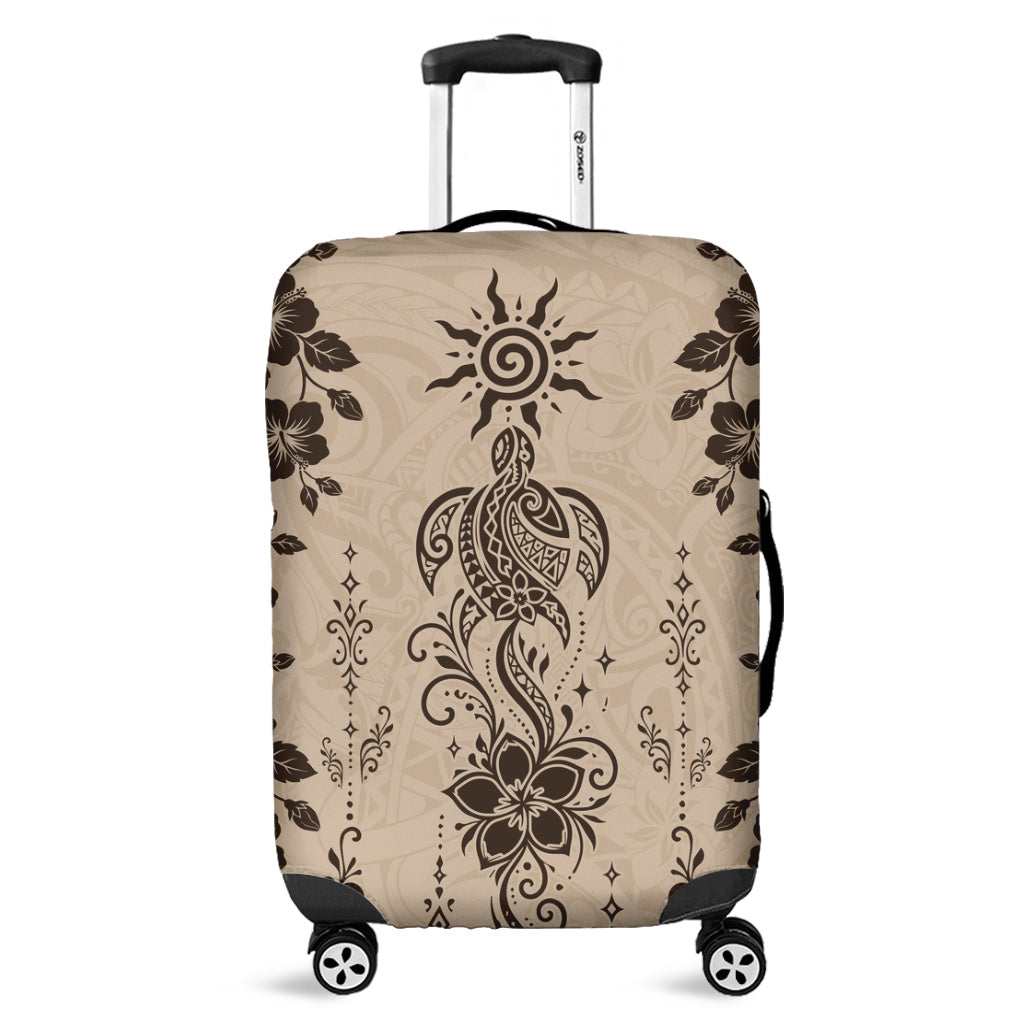 Hawaii Luggage Cover Vintage Honu Hibiscus Floral Elegance