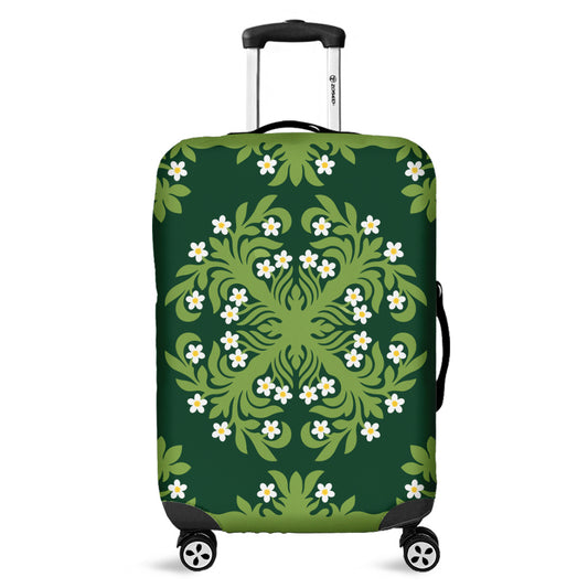 Hawaii Luggage Cover Emerald Tropical Floral Garden Elegance