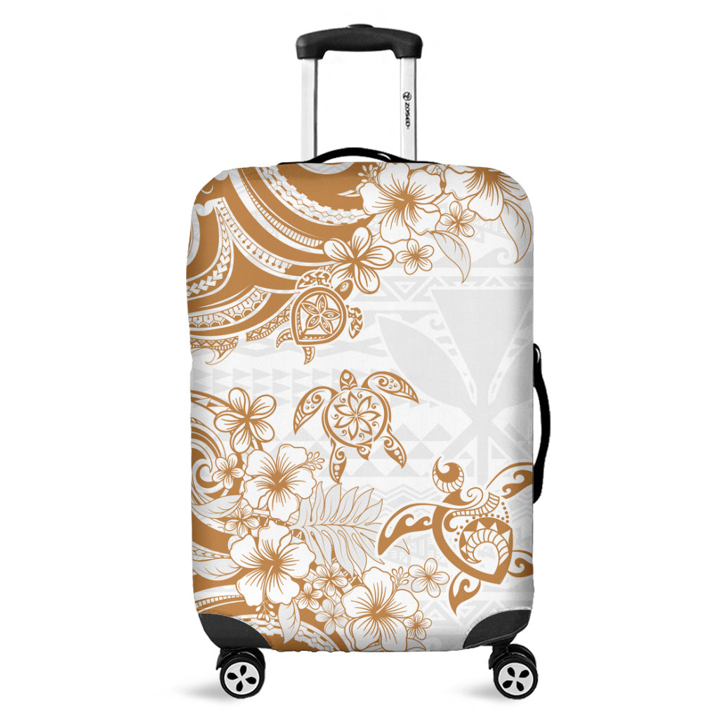 Hawaii Luggage Cover Kanaka Maoli Hibiscus Polynesian Tribal Turtle Print Style