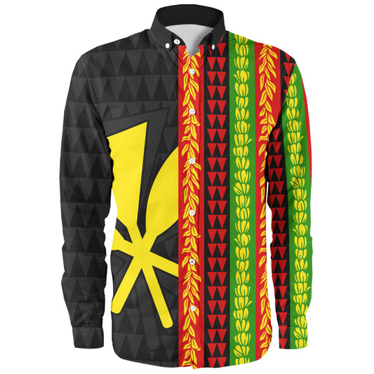 Hawaii Long Sleeve Shirt Flag Tribal Stripe Island Pride Style