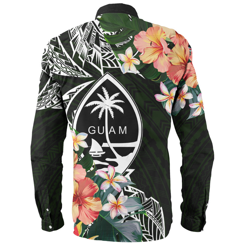 Guam Long Sleeve Shirt Tribal Tropical Leaves
