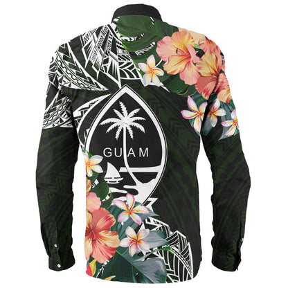 Guam Long Sleeve Shirt Tribal Tropical Leaves