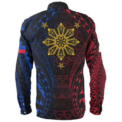Philippines Filipinos Long Sleeve Shirt Sun Flag Tribal Tattoo Pattern