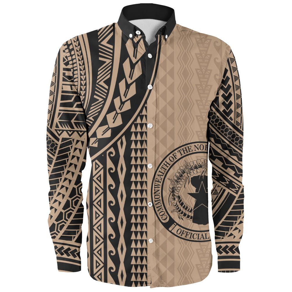 Northern Mariana Islands Long Sleeve Shirt Polynesian Tattoo