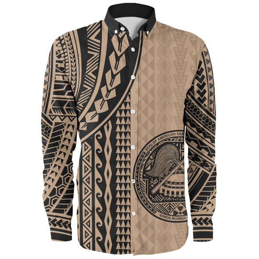 American Samoa Long Sleeve Shirt Polynesian Tattoo