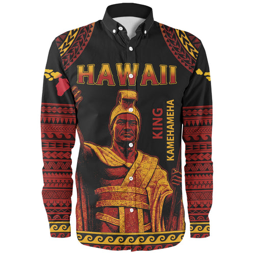Hawaii Long Sleeve Shirt King Kamehameha Unity Kanaka Maoli Tribal Style