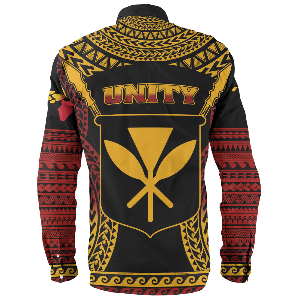 Hawaii Long Sleeve Shirt King Kamehameha Unity Kanaka Maoli Tribal Style