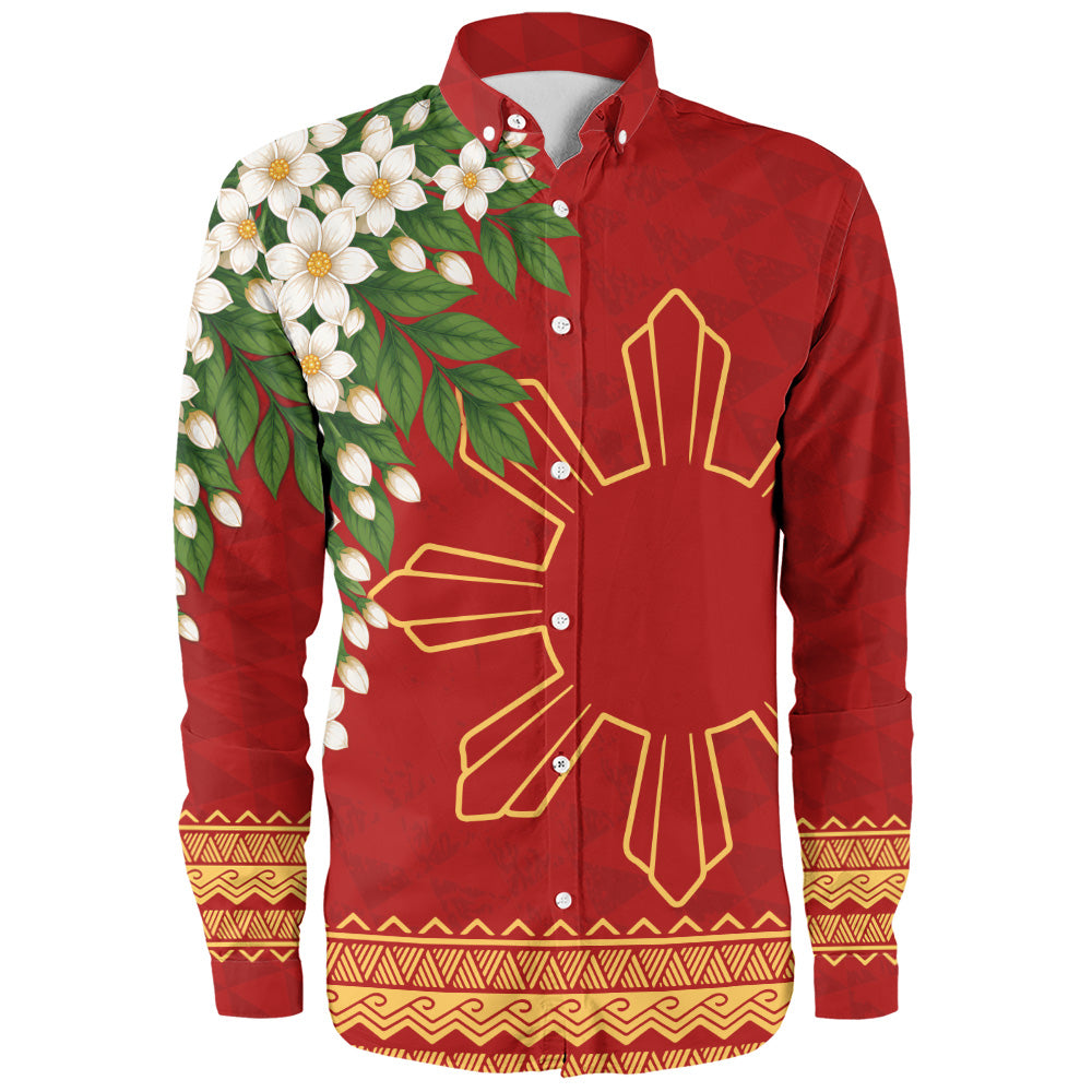Philippines Filipinos Long Sleeve Shirt Sampaguita Sunshine Bloom Style