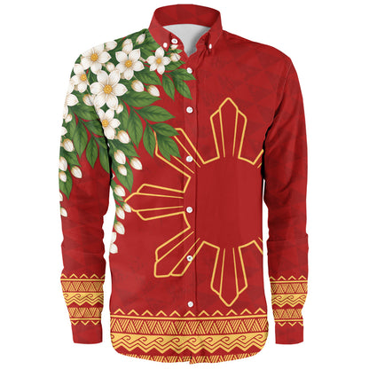 Philippines Filipinos Long Sleeve Shirt Sampaguita Sunshine Bloom Style