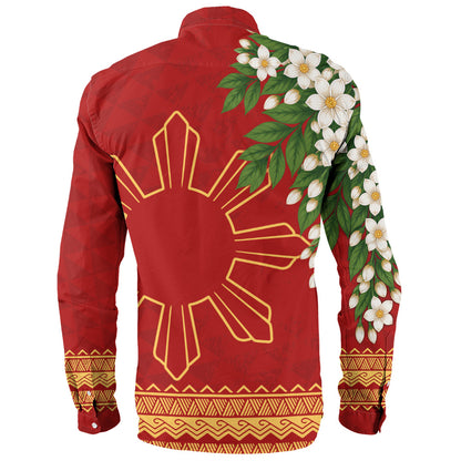 Philippines Filipinos Long Sleeve Shirt Sampaguita Sunshine Bloom Style