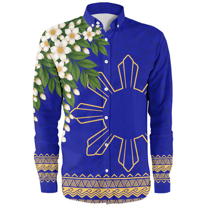 Philippines Filipinos Long Sleeve Shirt Sampaguita Sunshine Bloom Style