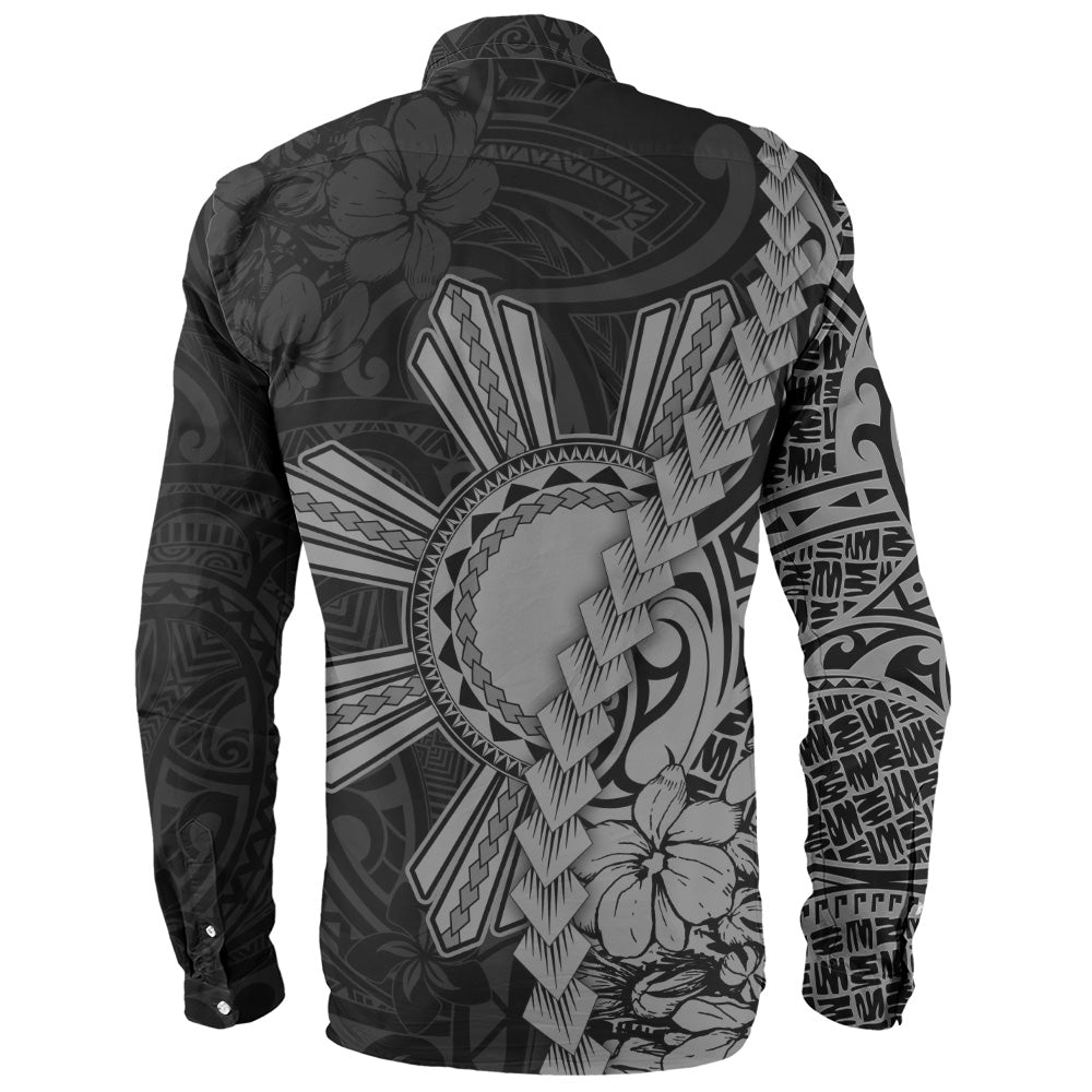 Philippines Filipinos Long Sleeve Shirt Sampaguita Flower Tribal Fusion Style
