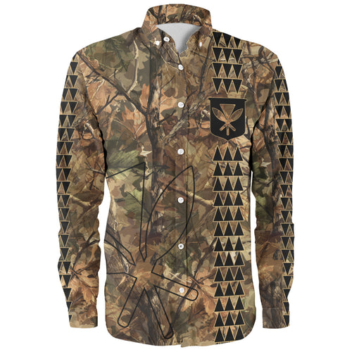 Hawaii Long Sleeve Shirt Woodland Kanaka Camo Style