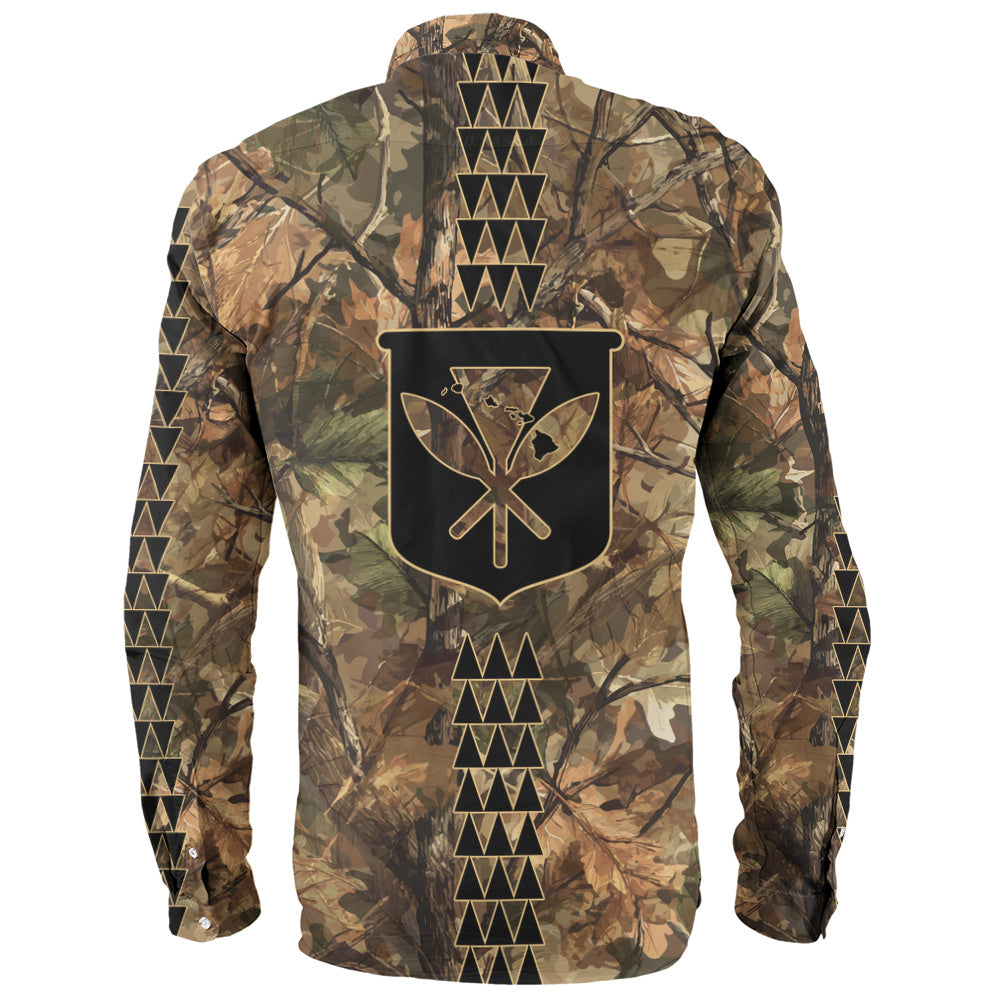 Hawaii Long Sleeve Shirt Woodland Kanaka Camo Style