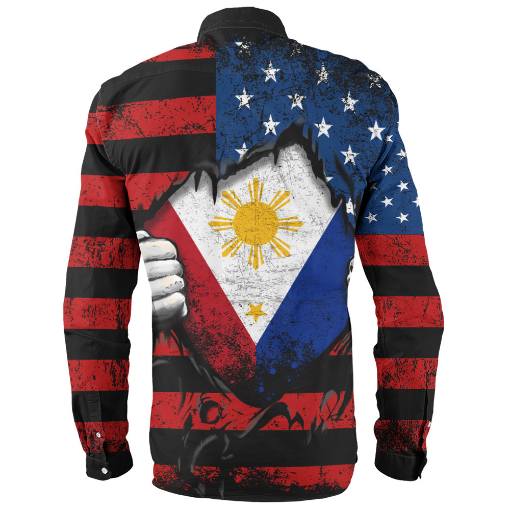 Philippines Filipinos Long Sleeve Shirt Heart American Soul