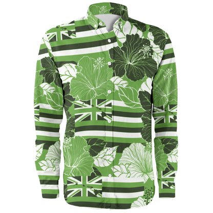 Hawaii Long Sleeve Shirt Hibiscus Flag Map Island Pride