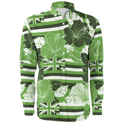 Hawaii Long Sleeve Shirt Hibiscus Flag Map Island Pride
