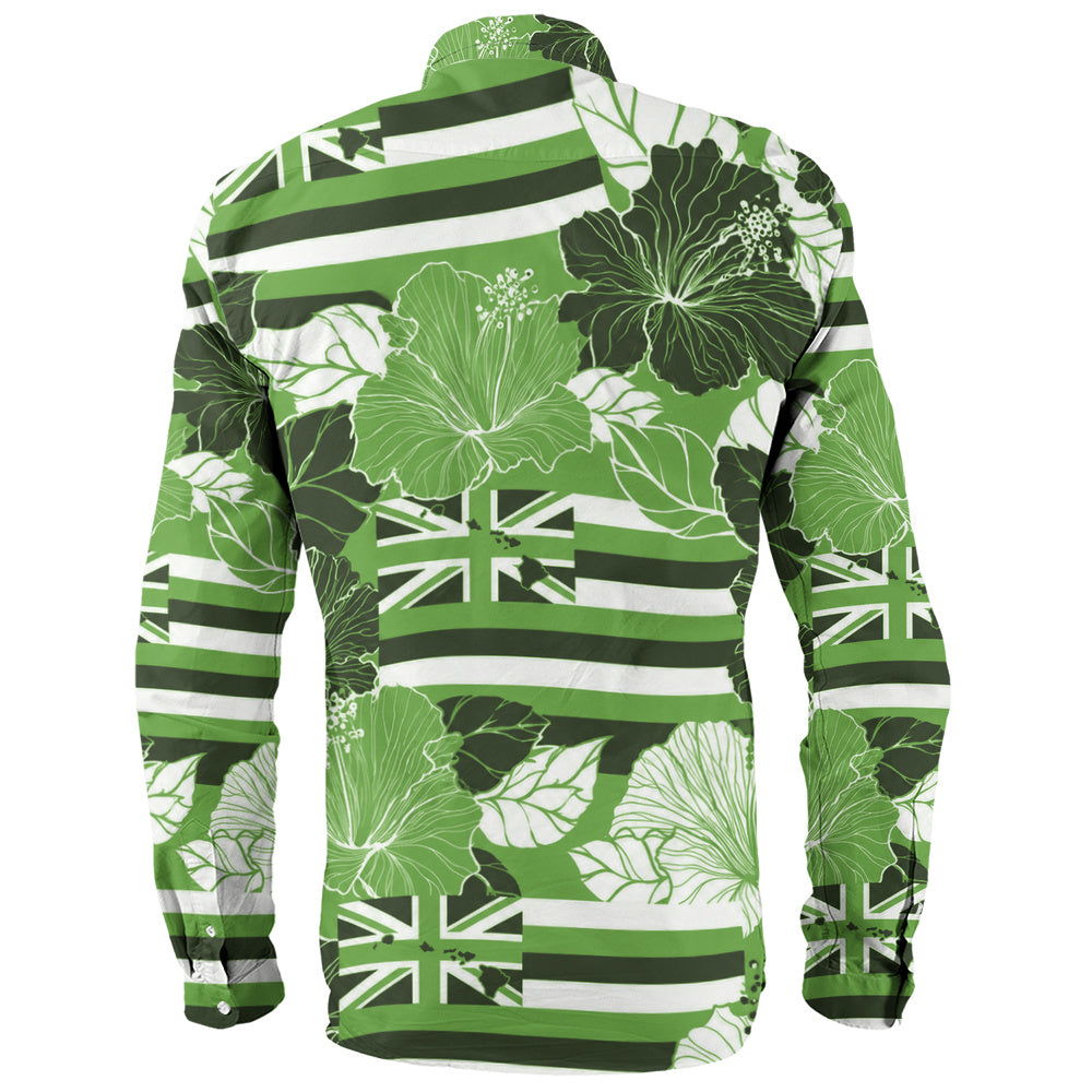 Hawaii Long Sleeve Shirt Hibiscus Flag Map Island Pride