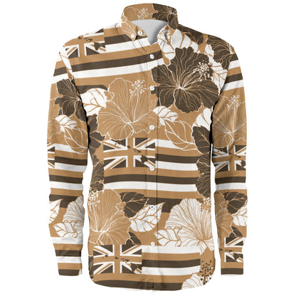 Hawaii Long Sleeve Shirt Hibiscus Flag Map Island Pride