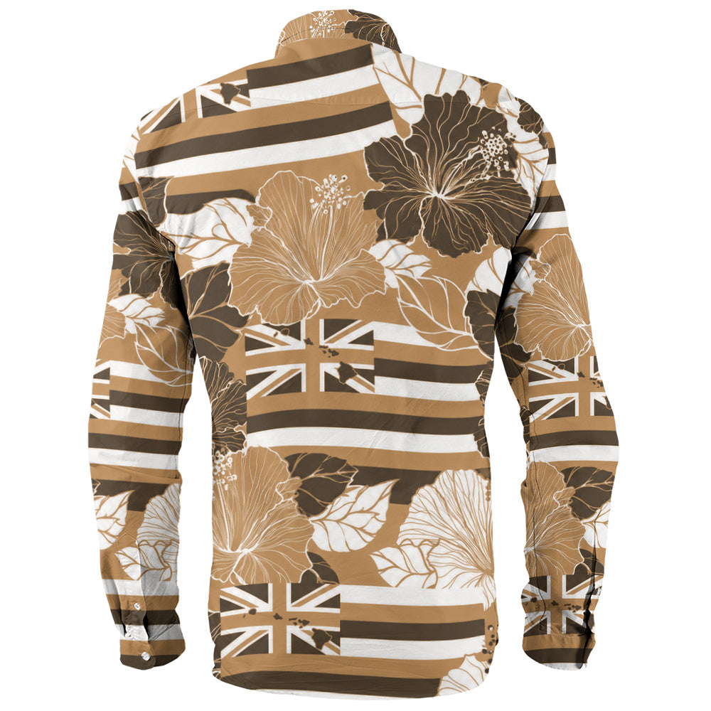 Hawaii Long Sleeve Shirt Hibiscus Flag Map Island Pride