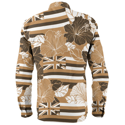 Hawaii Long Sleeve Shirt Hibiscus Flag Map Island Pride