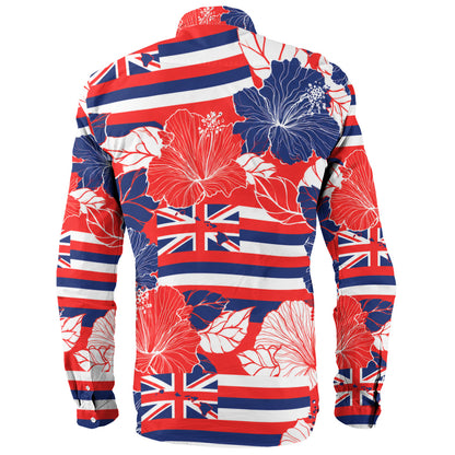 Hawaii Long Sleeve Shirt Hibiscus Flag Map Island Pride
