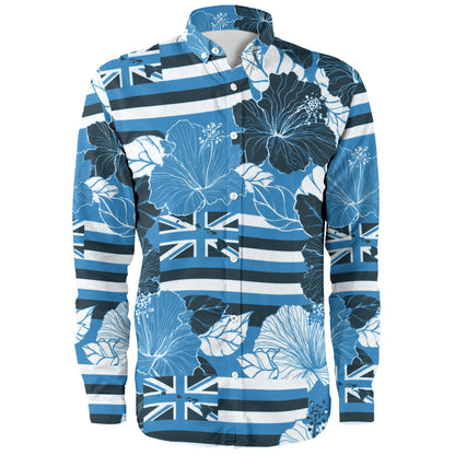 Hawaii Long Sleeve Shirt Hibiscus Flag Map Island Pride