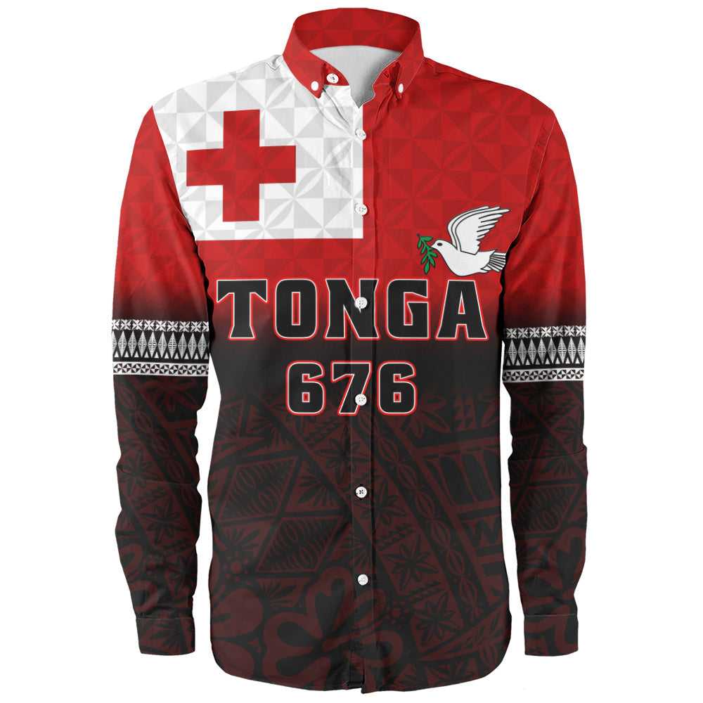 Tonga Long Sleeve Shirt Kingdom Crest 676 Island Pride