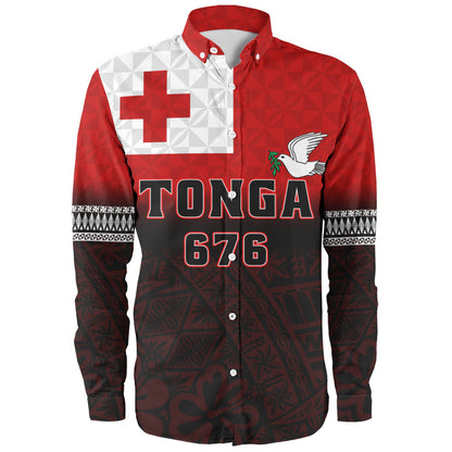 Tonga Long Sleeve Shirt Kingdom Crest 676 Island Pride