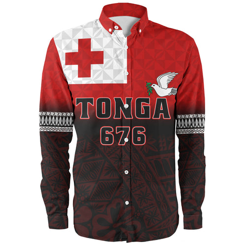Tonga Long Sleeve Shirt Kingdom Crest 676 Island Pride