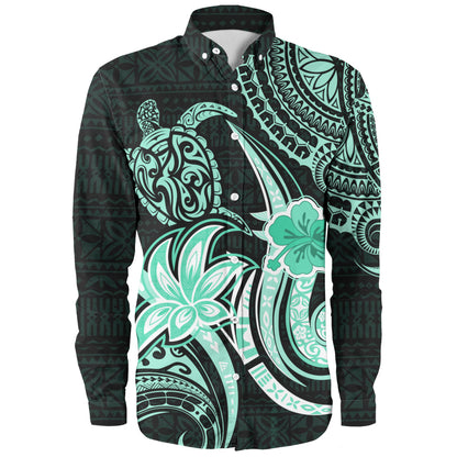 Hawaii Long Sleeve Shirt Honu Turtle Hibiscus Tribal Legacy