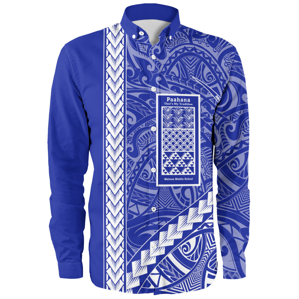 Waimea Middle Public Conversion Charter School Long Sleeve Shirt Tribal Polynesian Pride Style