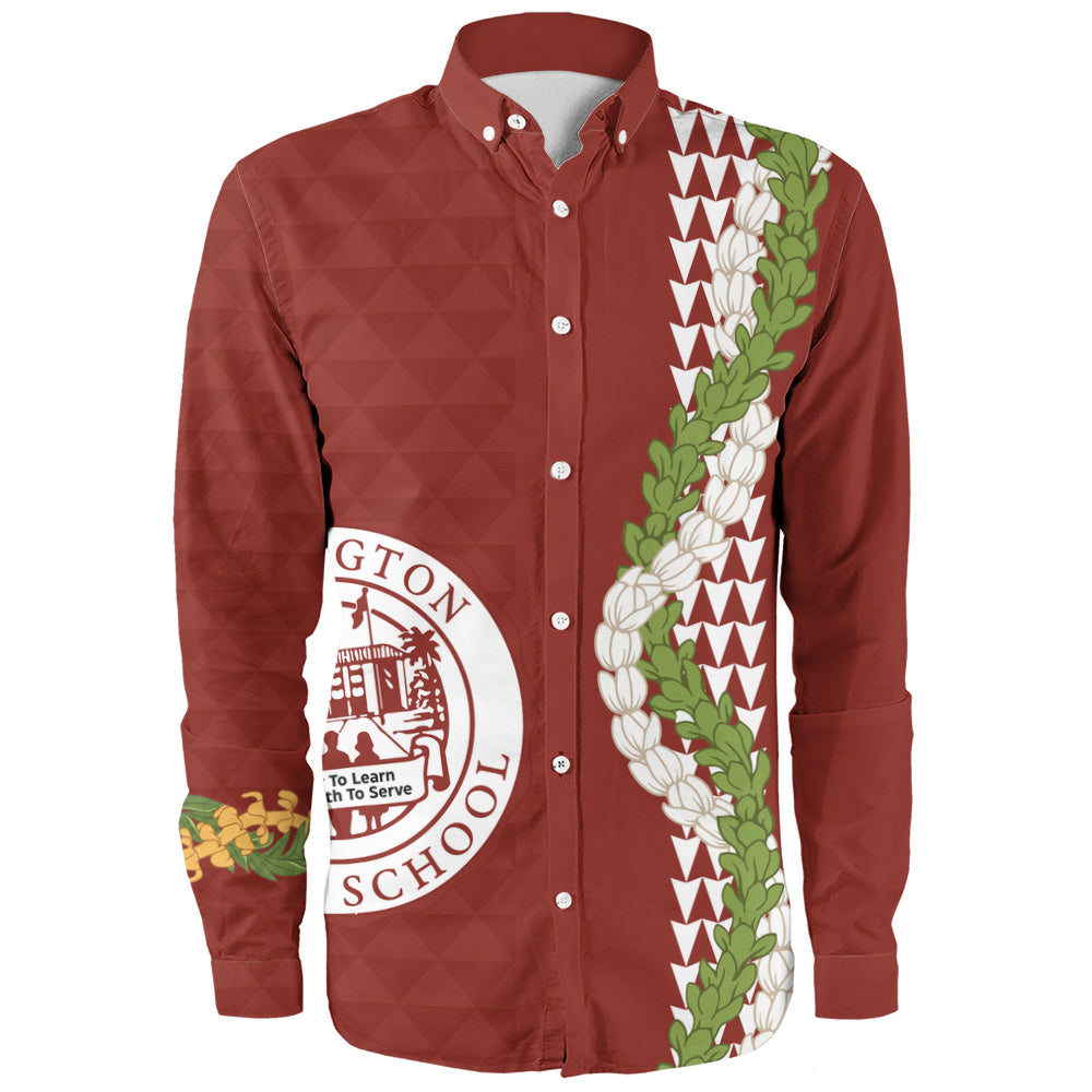 Farrington High School Long Sleeve Shirt Puakenikeni Maile Flower Lei