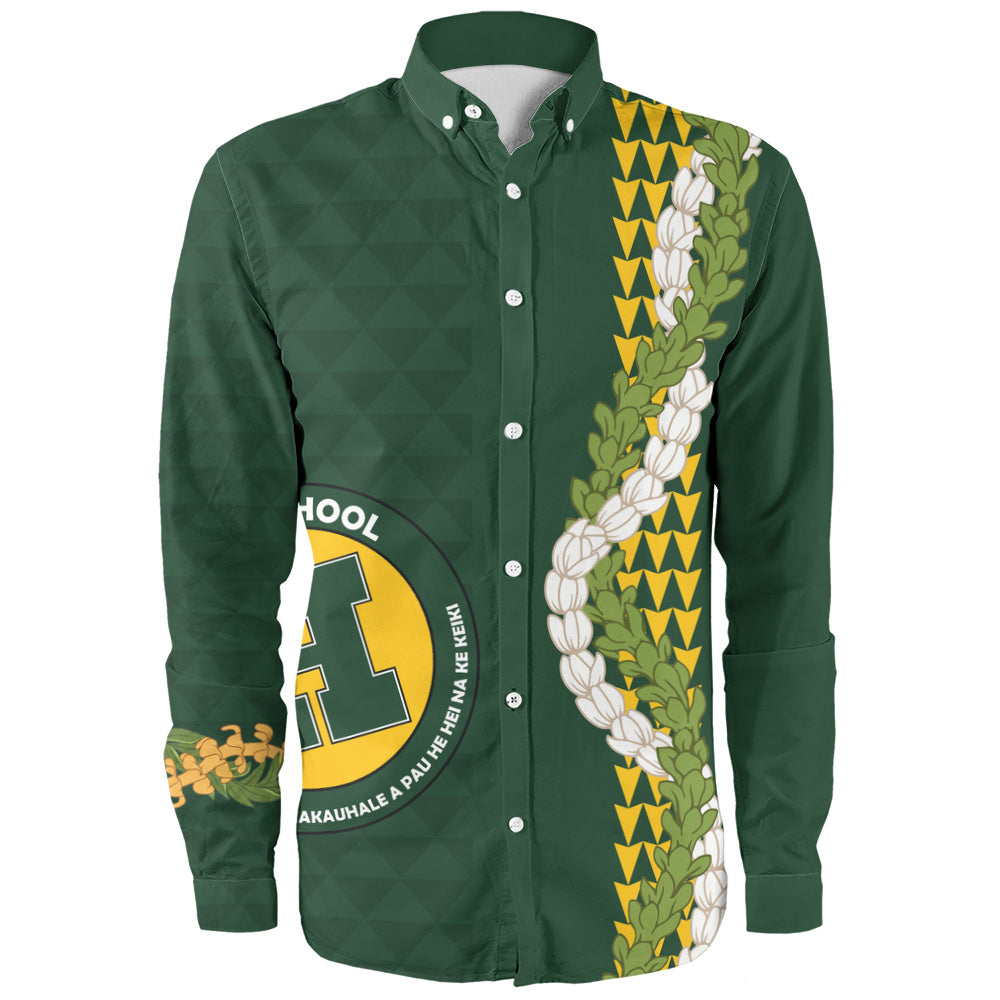 Hana High and Elementary School Long Sleeve Shirt Puakenikeni Maile Flower Lei