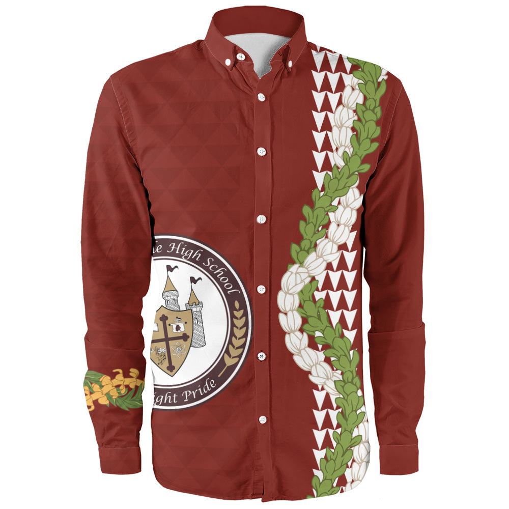 James B. Castle High School Long Sleeve Shirt Puakenikeni Maile Flower Lei