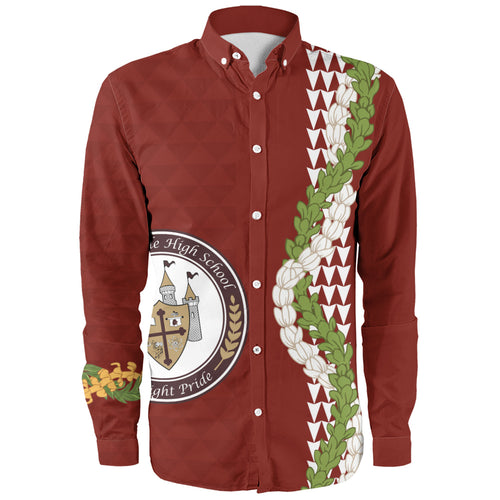 James B. Castle High School Long Sleeve Shirt Puakenikeni Maile Flower Lei