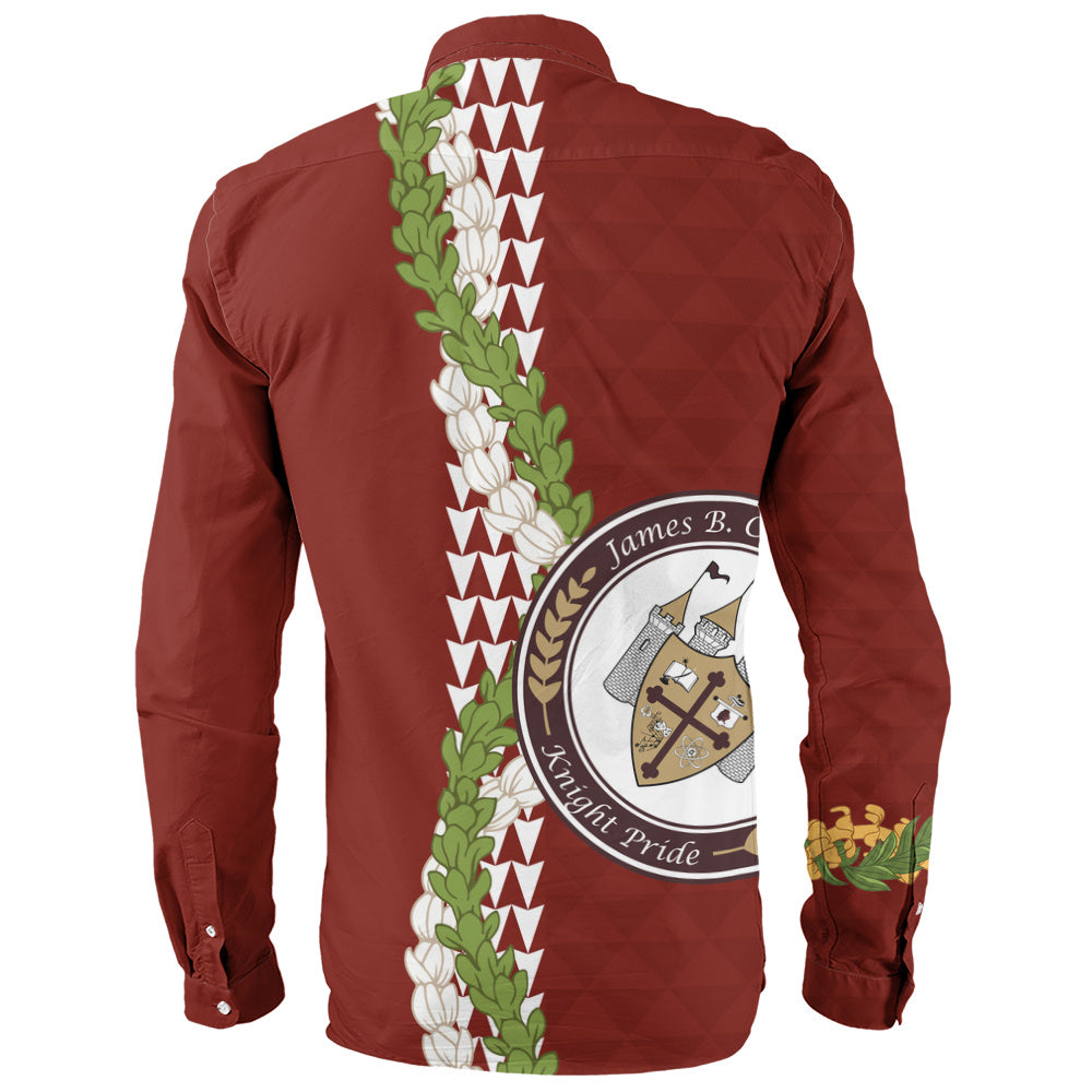 James B. Castle High School Long Sleeve Shirt Puakenikeni Maile Flower Lei