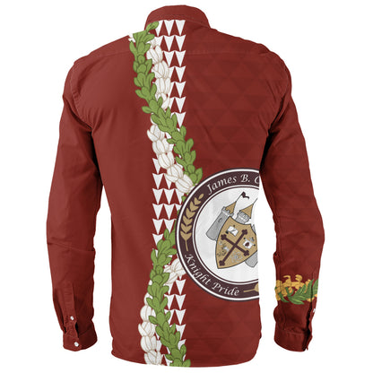 James B. Castle High School Long Sleeve Shirt Puakenikeni Maile Flower Lei