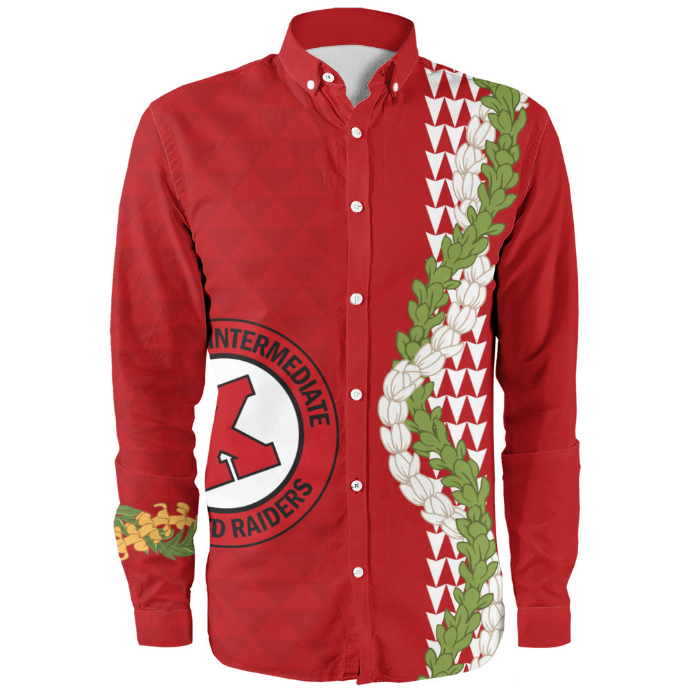 Kahuku High & Intermediate School Long Sleeve Shirt Puakenikeni Maile Flower Lei