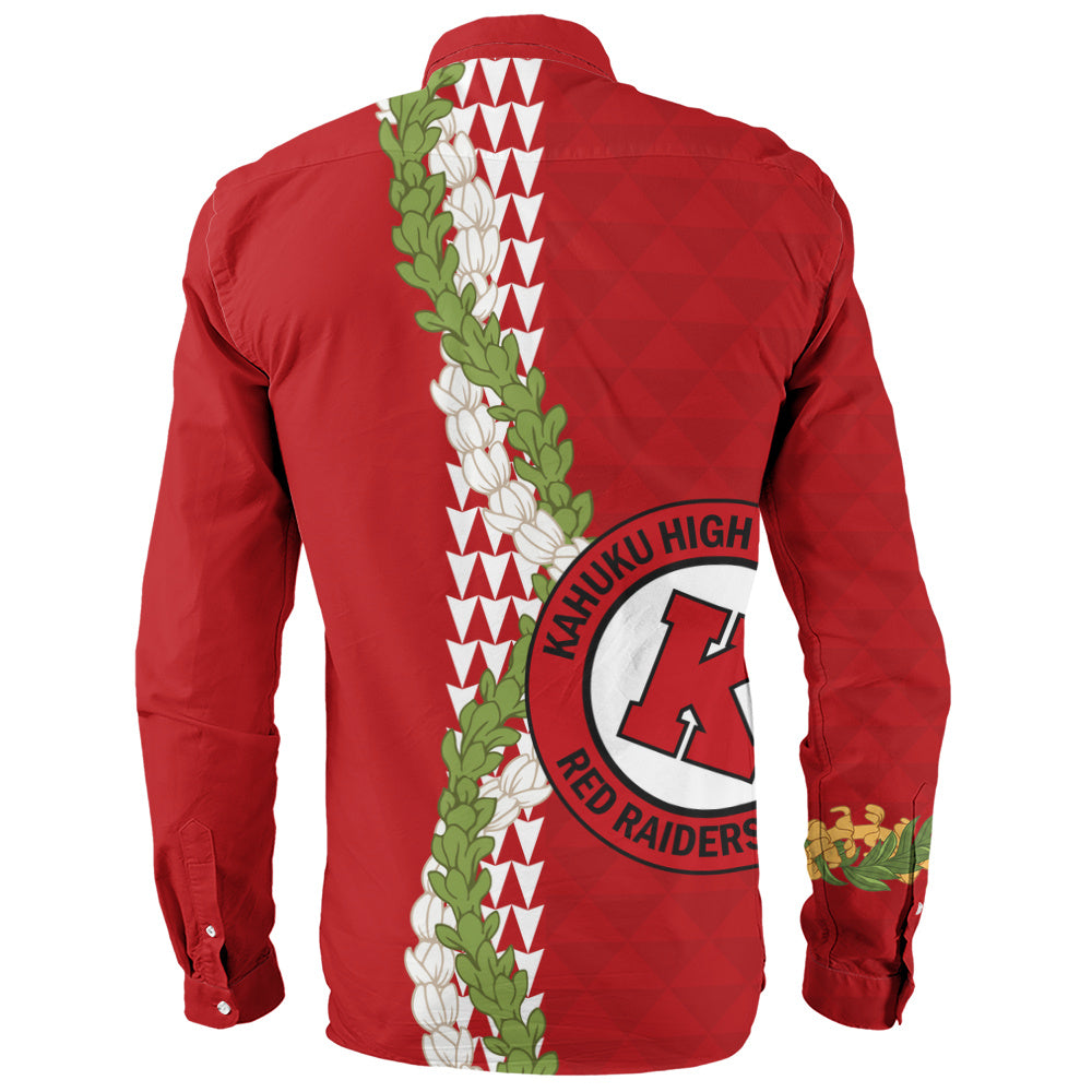 Kahuku High & Intermediate School Long Sleeve Shirt Puakenikeni Maile Flower Lei