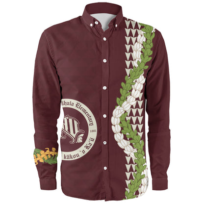 Kaʻū High & Pāhala Elementary School Long Sleeve Shirt Puakenikeni Maile Flower Lei