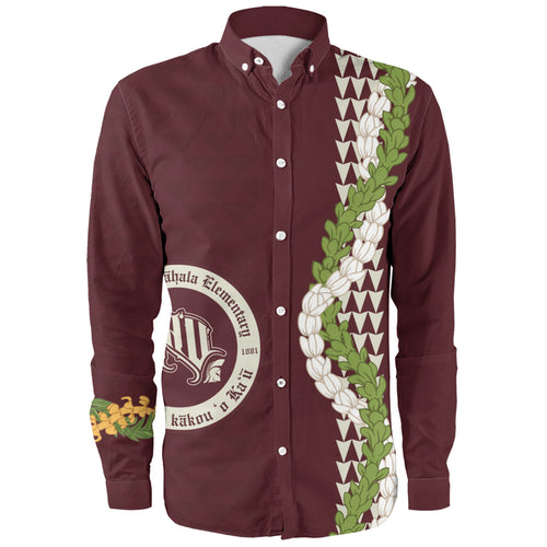 Kaʻū High & Pāhala Elementary School Long Sleeve Shirt Puakenikeni Maile Flower Lei