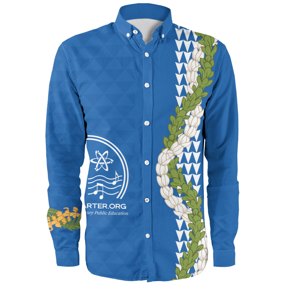 Kihei Charter School Long Sleeve Shirt Puakenikeni Maile Flower Lei