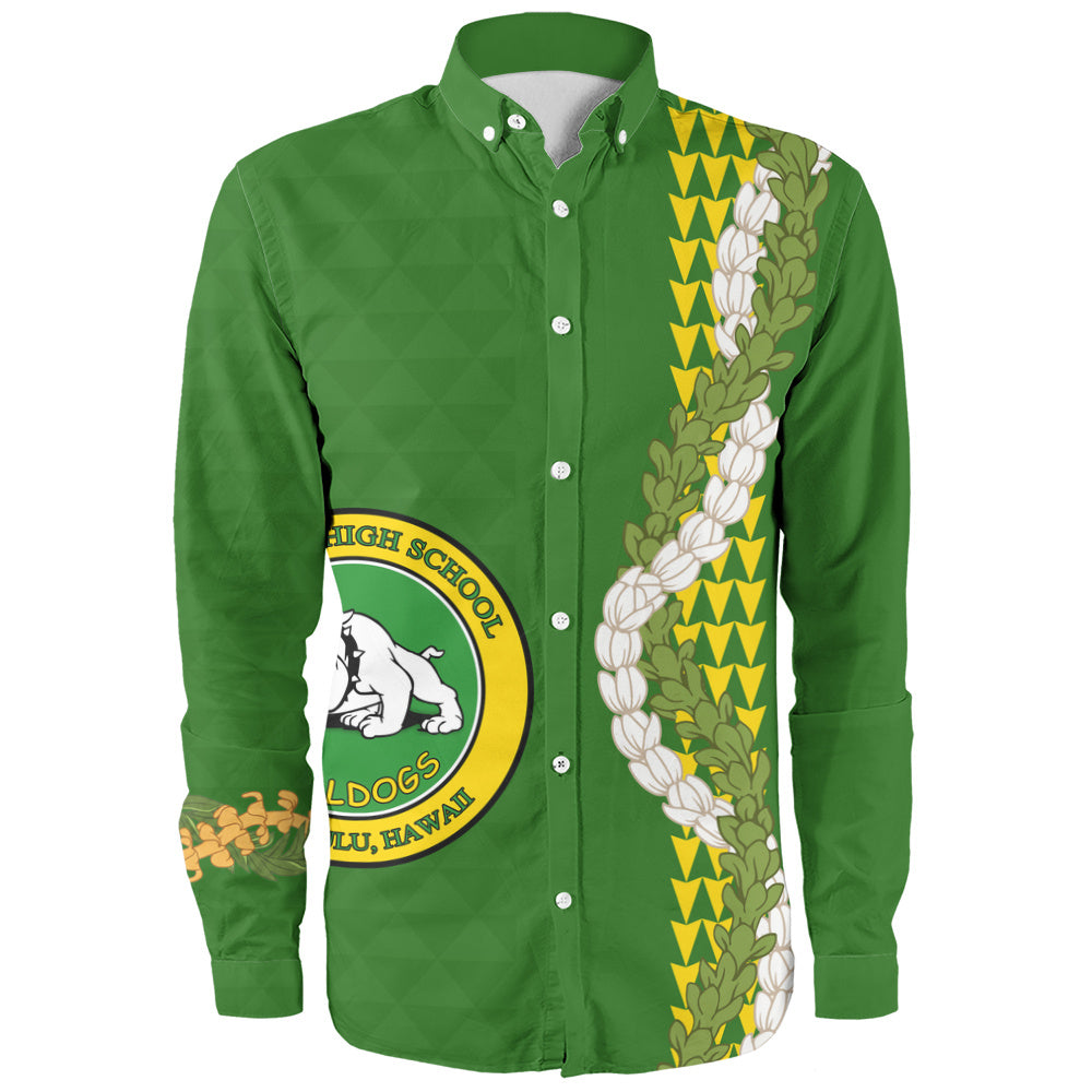Kaimuki High School Long Sleeve Shirt Puakenikeni Maile Flower Lei