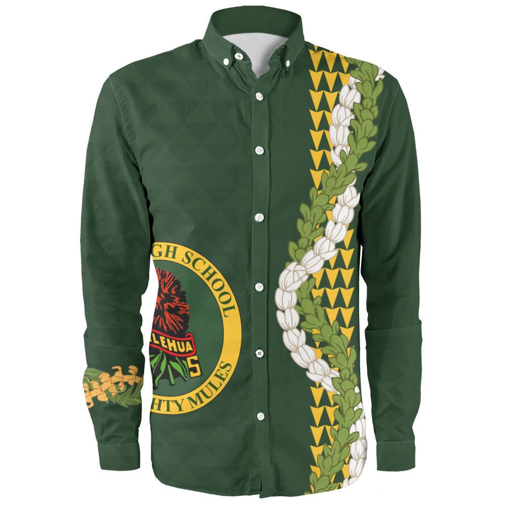 Leilehua High School Long Sleeve Shirt Puakenikeni Maile Flower Lei