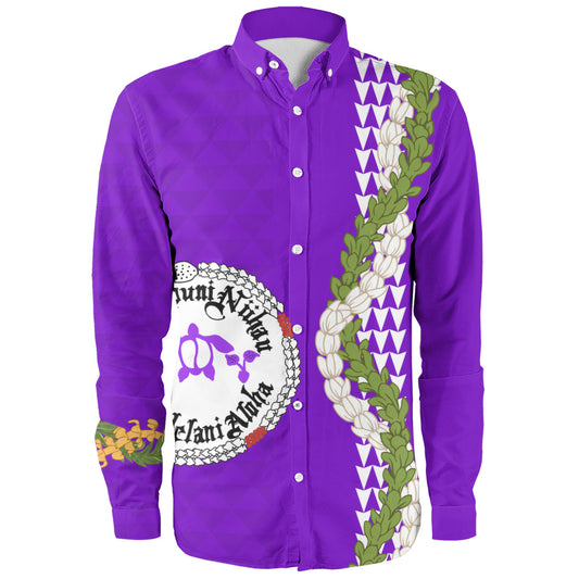 Ni'ihau High and Elementary School Long Sleeve Shirt Puakenikeni Maile Flower Lei